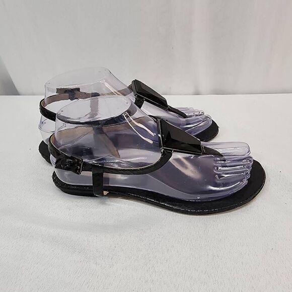 Michael Kors Collection Size 6.5 EU 37 Hanne Snakeskin Sandal Black - Picture 3 of 8